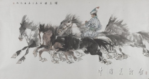 05-Drawing-of-Training-Horses-Artist-Liu-Dawei-Chinese-Painting-177cm×96cm